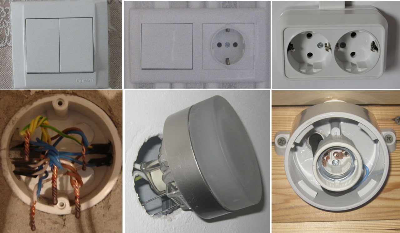 Электроточки - розетки, выключатели, распаячные коробки и др.